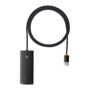 Hub 4in1 Baseus Lite Series USB til 4x USB 3.0 WKQX030101, 1 m - Svart