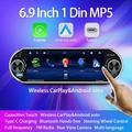 6.9" Single DIN-bilstereo med trådløs CarPlay og Android Auto - svart
