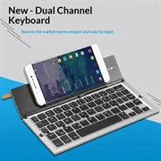 608 Tri-Fold trådløst tastatur med tokanalsbryter og stativ - Grå