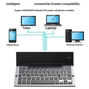 608 Tri-Fold trådløst tastatur med tokanalsbryter og stativ - Grå