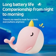 A044 Narhval-nattlys i silikon - trykkontroll, USB-C - Rosa