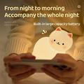A068 Søt katt nattlys i silikon med trykkontroll og RGB - hvit