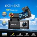 A10 dobbel dashcam - 4K/2K, GPS, ADAS, Wi-Fi, parkeringskamera - svart
