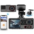 A16 3-kanals bilkamera - 1080p foran, 720p i kupeen/bak, Wi-Fi, G-sensor - svart