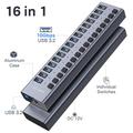 ACASIS HS-716 16-ports USB 3.2-hub - 10 Gbps - EU-stikkontakt