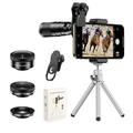 APEXEL objektivsett for telefonkamera, 22X teleobjektiv + 120° vidvinkelobjektiv + 25X makroobjektiv + 205° fiskeøyeobjektiv