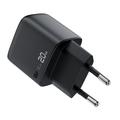 Acefast A113 20W GaN USB-C-lader med LED-strømvisning - svart
