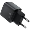 Acefast A116 GaN 35W hurtiglader med to porter og LED-strømvisning - svart