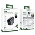 Acefast A116 GaN 35W hurtiglader med to porter og LED-strømvisning - svart