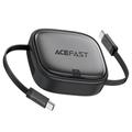 Acefast Travel J3 60W uttrekkbart USB-C-kabelsett med telefonstativ - svart