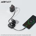 Acefast Travel J3 60W uttrekkbart USB-C-kabelsett med telefonstativ - svart