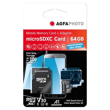 AgfaPhoto Professional High Speed MicroSDXC Minnekort 10616 - 64GB