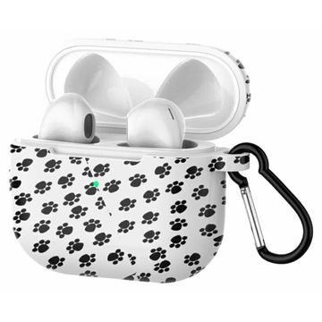 AirPods 3 mønstret silikonetui med karabinkrok - svart / hvitt
