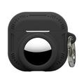 AirPods 5/4/AirTag 2-i-1-silikonetui med karabinkrok – svart