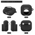 AirPods 5/4/AirTag 2-i-1-silikonetui med karabinkrok – svart