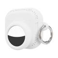 AirPods 5/4/AirTag 2-i-1-silikonetui med karabinkrok – hvit