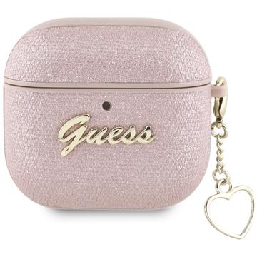 AirPods 4 Guess Metallic Script Charm-etui - rosa