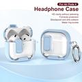 AirPods 4 beskyttende hybrid-etui med lås og krok - lyseblå / gjennomsiktig