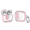 AirPods 4 beskyttende hybrid-etui med lås og krok - rosa / gjennomsiktig