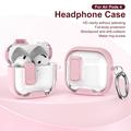 AirPods 4 beskyttende hybrid-etui med lås og krok - rosa / gjennomsiktig