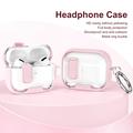AirPods Pro 2 beskyttende hybrid-etui med lås og krok - rosa / gjennomsiktig