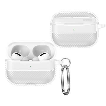 AirPods Pro 3 Børstet TPU-deksel med Karabinkroken - Karbonfiber - Hvit