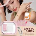 AirPods Pro beskyttende hybrid-etui med lås og krok - rosa / gjennomsiktig