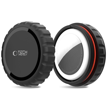 AirTag Tech-Protect vanntett etui med vri-lås og 3M selvklebende feste - svart