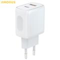 Amorus PD hurtiglader for veggmontering – 20 W USB-C, 18 W USB-A – hvit