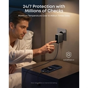 Anker 100W GaN-vegglader med smart skjerm - grå