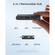 Anker 13-i-1 multifunksjonell hub - 2x USB-C, 3x USB-A, 100W Power Delivery - grå