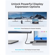 Anker 13-i-1 multifunksjonell hub - 2x USB-C, 3x USB-A, 100W Power Delivery - grå