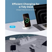 Anker MagGo 3-i-1 trådløs lader 15W - 1.67A - hvit