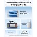 Anker Nano 10000mAh powerbank med uttrekkbar USB-C-kabel - 45W - hvit