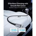 Anker Nano 75W billader med uttrekkbar USB-C-kabel og USB-C-port - grå