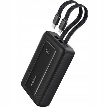 Anker PowerCore 10000mAh Powerbank med integrerte USB-C- og Lightning-kabler - 30W - Svart