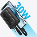 Anker PowerCore 10000mAh Powerbank med integrerte USB-C- og Lightning-kabler - 30W - Svart