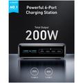 Anker Prime 200W stasjonær ladestasjon - 4x USB-C, 2x USB-A - Svart
