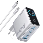 Anker Zolo 140W GaN-stasjonær lader med USB-C-kabel - Silver