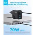 Anker Zolo 70W GaN-vegglader - 3x USB-C, 1x USB-A - svart