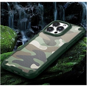 iPhone 15 Pro Anti-Shock Hybrid-deksel - Kamuflasje - Grønn