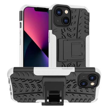 Anti-Slip iPhone 14 Plus Hybrid-deksel med Stativ - Hvit / Svart