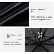 Anti-UV kompakt sammenleggbar paraply for sol og regn - svart