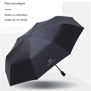 Anti-UV kompakt sammenleggbar paraply for sol og regn - svart