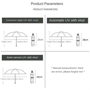 Anti-UV kompakt sammenleggbar paraply for sol og regn - svart