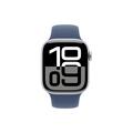 Apple Watch 10 GPS MWWC3QN/A - Aluminium, denim sportsbånd, M/L, 42mm - Sølv