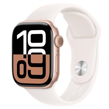 Apple Watch 10 GPS MWWJ3QN/A - Aluminium, Light Blush Sportsbånd, M/L, 42mm - Roségull