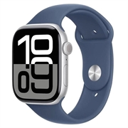 Apple Watch 10 GPS MWWL3QN/A - Aluminium, denim sportsbånd, S/M, 46mm - Sølv