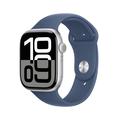 Apple Watch 10 GPS MWWL3QN/A - Aluminium, denim sportsbånd, S/M, 46mm - Sølv