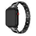 Apple Watch (38/40/SE/41/42mm) diamantmønstret stålrem til dameklokke - svart